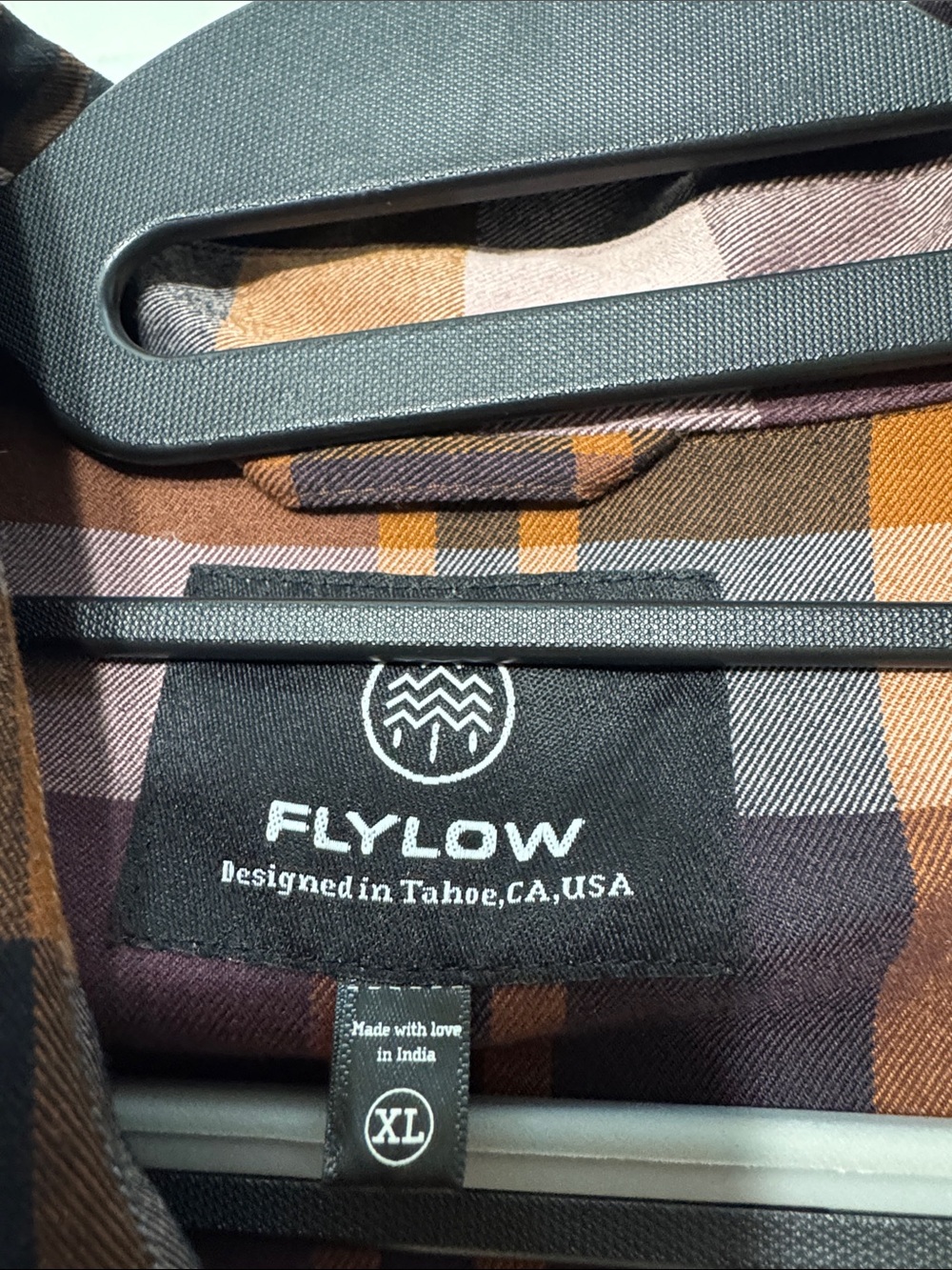 Flowy Women’s Plaid Button-Down Shirt in Brown & Pink - Picture 5 of 5